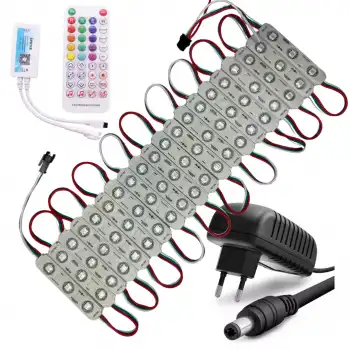 20 Adet 12 V 1,5 Watt Argb 5050 Pixel Cob Led Modül SP611E Tek Çıkışlı Sese ve Müziğe Duyarlı 3A Plastik Adaptörlü Set