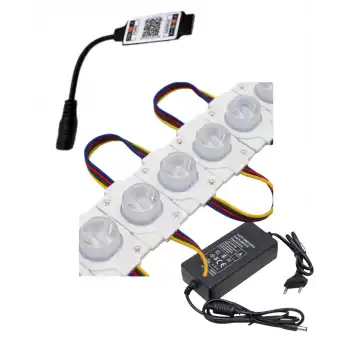 20 Adet 12 Volt 1.5 Watt Tek Lensli Rgb 3030 Led Modül Bluetooth Kumanda 5A Plastik Adaptör Set