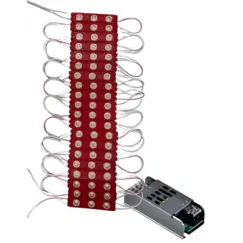 20 Adet 12 Volt 1.2 Watt 3 Lensli Kırmızı 2835 SMD Led Modül IP65 5A Slim Trafo Set
