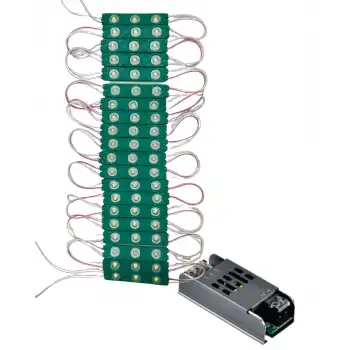 20 Adet 12 Volt 1.2 Watt 3 Lensli Yeşil 2835 SMD Led Modül IP65 5A Slim Trafo Set