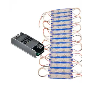 20 Adet 12 Volt 1.5 Watt 3 Lensli Mavi 2835 SMD Led Modül IP65 Modül 5A Trafo Set