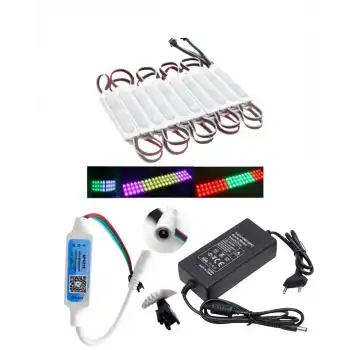 20 Adet 12V 3 Watt Argb Pixel Cob Modül SP621 Bluetooth Cep Telefonundan Kumandalı 5A Plastik Adaptörlü Set
