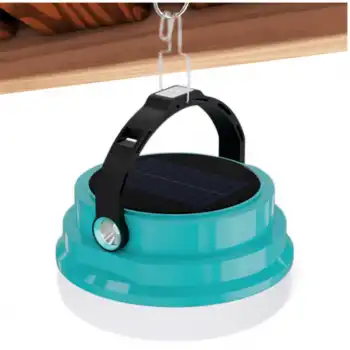 200 Watt Güneş Enerjili Şarj Edilebilir Solar Kamp Feneri Su Geçirmez Askılı Gök Mavisi Renk