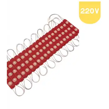 220 Volt 2 Watt 3 Lensli Kırmızı 2835 SMD Led Modül IP65 5 Adet Modül