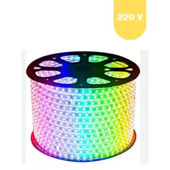 220 Volt RGB 60 Ledli 3 Çipli Hortum Led 5 Metre Güç Kablosu Dahil