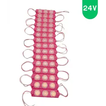 24 Volt 3 Watt 3 Lensli Pembe 3030 SMD Led Modül IP65 10 Adet Modül