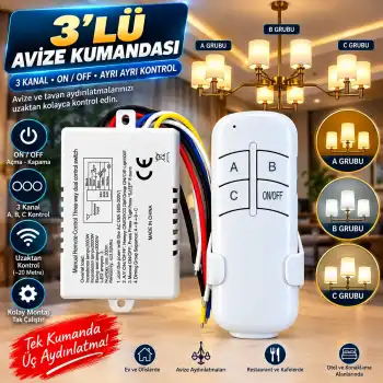 3 Kanallı Avize Kumandası 220 Volt