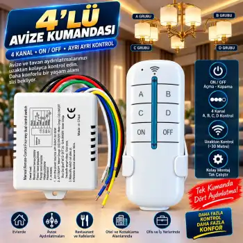 4 Kanallı Avize Kumandası 220 Volt