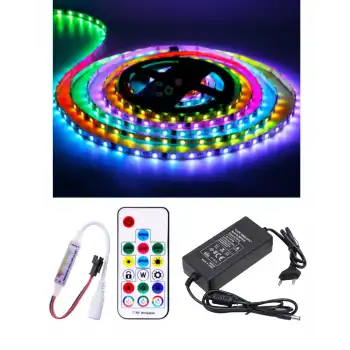 5 Metre 12V Dış Mekan 60 Pixel Ledli 17 Tuşlu Sese ve Müziğe Duyarlı RF Kumandalı 5A Plastik Adaptörlü Set