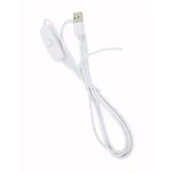2 Amper 100 cm Switch li Ucu Açık USB li Beyaz Renk Erkek Güç Kablosu