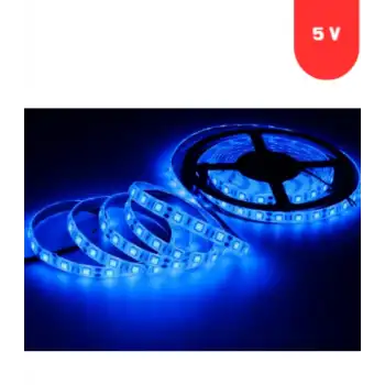 5 Volt 2835 SMD Mavi İç Mekan 60 Ledli 5 Metre Şerit Led