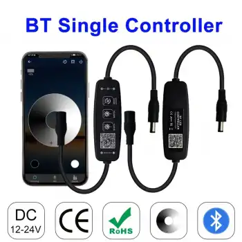 5V-24V Bluetooth la Cep Telefonunda ve Güç Kablosu Üzerinden Manuel Kontrollü Tek Renk Dimmer