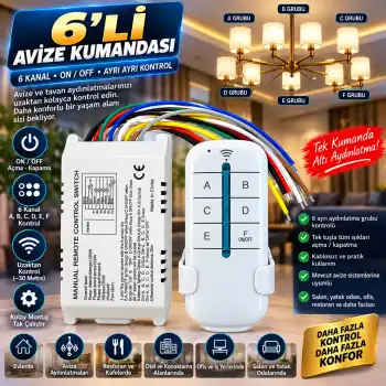6 Kanallı Avize Kumandası 220 Volt