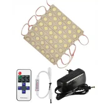 20 Adet 12 Volt 6 Watt 6 Lensli 3000K Günışığı 3030 SMD Led Modül 12A Tek Renk RF Dimmer 3A Priz Tipi Adaptör Set