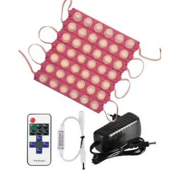 20 Adet 12 Volt 6 Watt 6 Lensli Pembe 3030 SMD Led Modül 12A Tek Renk RF Dimmer 3A Priz Tipi Adaptör Set