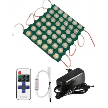 20 Adet 12 Volt 6 Watt 6 Lensli Yeşil 3030 SMD Led Modül 12A Tek Renk RF Dimmer 3A Priz Tipi Adaptör Set