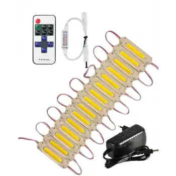 20 Adet 12 Volt 2 Watt 3000K Günışığı Cob Led Modül 12A Tek Renk RF Dimmer 2A Priz Tipi Adaptör Set