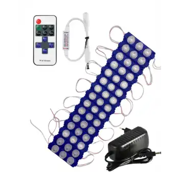 20 Adet 12 Volt 3 Watt 3 Lens Mavi 3030 Led Modül 12A Tek Renk RF Dimmer 3A Priz Tipi Adaptör Set