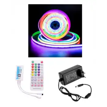 5 Metre 12 Volt 12mm İç Mekan 720 Ledli Argb Pixel Cob Led SP611E Bluetoothlu Sese Duyarlı Tek Çıkış Kumanda 5A Priz Tipi Plastik Trafo Set