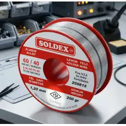 1.20 mm 200 gr SOLDEX Sn 60 Kalay Pb 40 Kurşun Lehim Teli