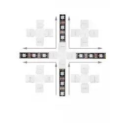 8 mm RGB Şerit X Birleştirme Aparatı Lehimsiz 4 Pin 10 Adet