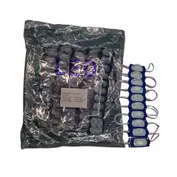 100 Adet 12 Volt 1.2 Watt Dar Açılı Tek Lensli Mavi Led Modül IP65 1Paket