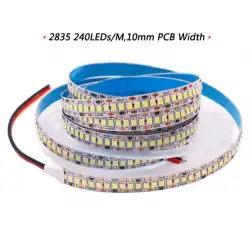 12 Volt 2835 SMD 240 Led 10mm Kırmızı Işık İç Mekan 5 Metre Şerit Led