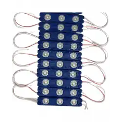 12 Volt 1.2 Watt 3 Lensli Turkuaz 2835 SMD Led Modül IP65 10 Adet Modül