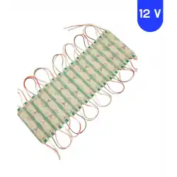 12 Volt 1.5 Watt 3 Lensli Yeşil 2835 SMD Led Modül IP65 10 Adet Modül