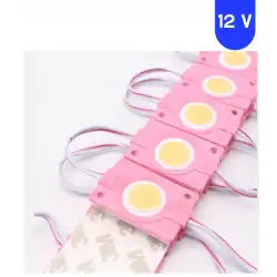 12 Volt 2.4 Watt Kare Pembe Cob Led Modül IP65 10 Adet Modül