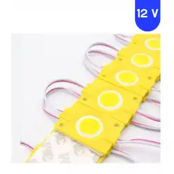 12 Volt 2.4 Watt Kare Sarı - Amber Cob Led Modül IP65 10 Adet Modül