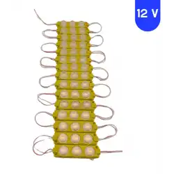 12 Volt 3 Watt 3 Lensli Sarı - Amber 3030 SMD Led Modül IP65 10 Adet Modül