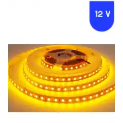 12 Volt 5 mm 2835 SMD Sarı Amber İç Mekan 120 Ledli 5 Metre Şerit Led