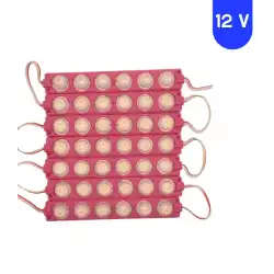 12 Volt 6 Watt 6 Lensli Pembe 3030 SMD Led Modül IP65 10 Adet Modül
