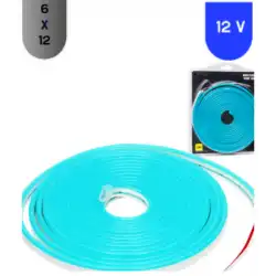 12 Volt 6x12 mm Esnek Neon Led Turkuaz 5 metre