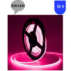 12 Volt 8 mm 320 Ledli Esnek Cob Şerit Pembe İç Mekan 5 Metre