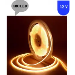 12 Volt 8 mm 480 Ledli Esnek Cob Şerit 3000 K Günışığı Dış Mekan IP68 5 Metre