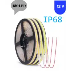 12 Volt 8 mm 480 Ledli Esnek Cob Şerit Sarı Amber Dış Mekan IP68 5 Metre