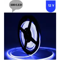 12 Volt 8 mm 480 Ledli Esnek Cob Şerit Mavi Dış Mekan IP68 5 Metre