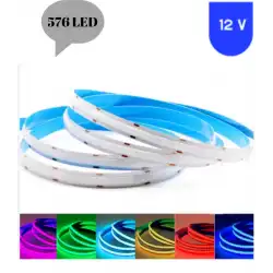12 Volt 8 mm 576 Ledli Esnek Cob RGB Şerit Led İç Mekan 5 Metre