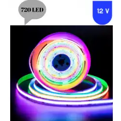 12 Volt 12 mm 720 Ledli Esnek Cob Pixel Magic Kayar Şerit Led İç Mekan 5 Metre
