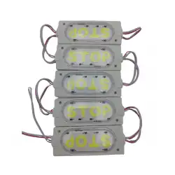 12 Volt Stop Yazılı Beyaz Işık 90x35 mm Çakar Modül 5 Adet