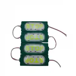 12 Volt Stop Yazılı Yeşil Işık 90x35 mm Çakar Modül 5 Adet