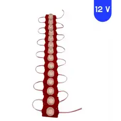12 Volt 1.5 Watt Tek Lensli Kırmızı 3030 Led Modül IP65 10 Adet Modül