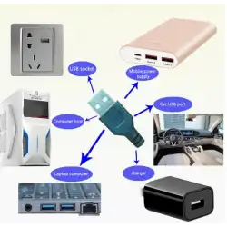 2 Amper 100 cm Fiş Üzerinden Dim Edilebilir Ucu Açık USB li Siyah Renk Erkek Güç Kablosu