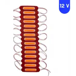 12 Volt 2 Watt Kırmızı Cob Led Modül IP65 10 Adet Modül