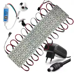 20 Adet 12 V 1,5 Watt Argb 5050 Pixel Cob Led Modül SP621 Bluetooth Cep Telefonundan Kumandalı 3A Plastik Adaptörlü Set