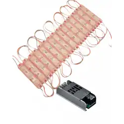 20 Adet 12 Volt 1.5 Watt 3 Lensli Pembe 2835 SMD Led Modül IP65 Modül 5A Trafo Set