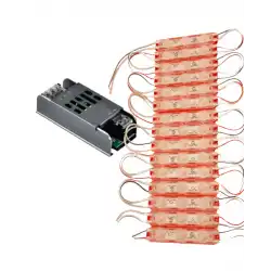 20 Adet 12 Volt 1.5 Watt 3 Lensli Kırmızı 2835 SMD Led Modül IP65 Modül 5A Trafo Set