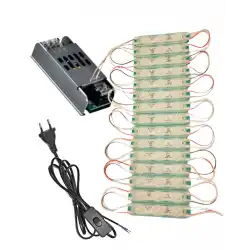 20 Adet 12 Volt 1.5 Watt 3 Lensli Yeşil 2835 SMD Led Modül IP65 Modül 5A Trafo ve Arapurlu Güç Kablolu Set